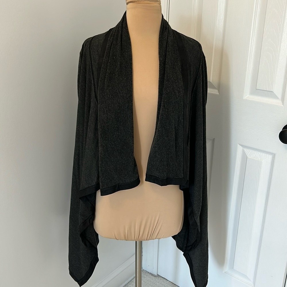 Feel The Piece Open Draped Fleece Jersey Cardigan